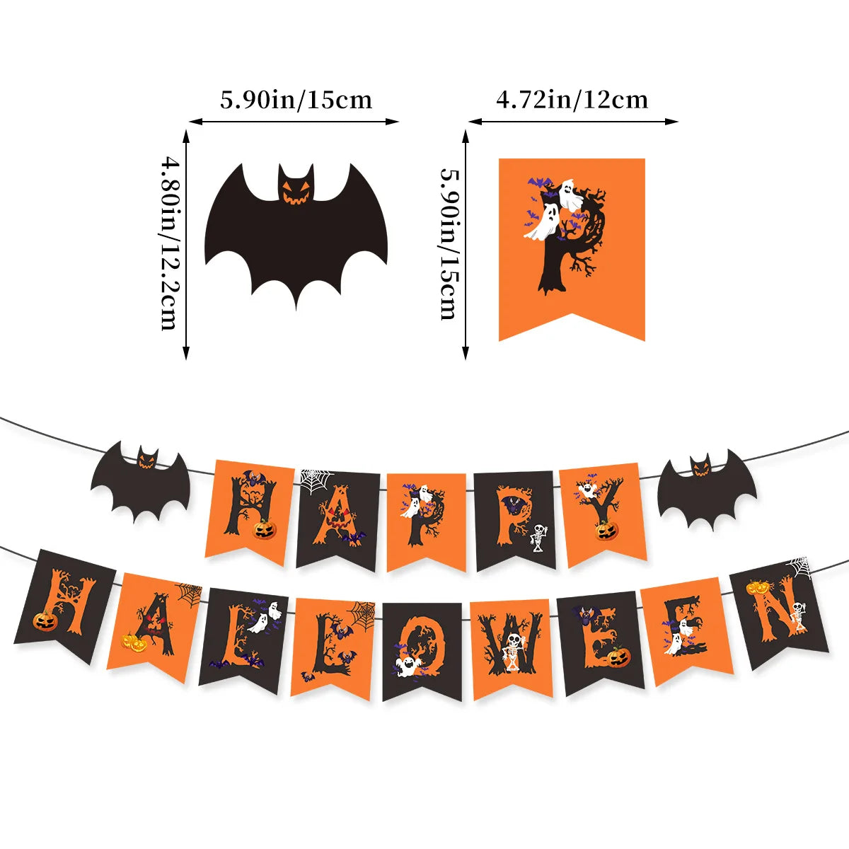 Halloween Party Paper Flag Banner