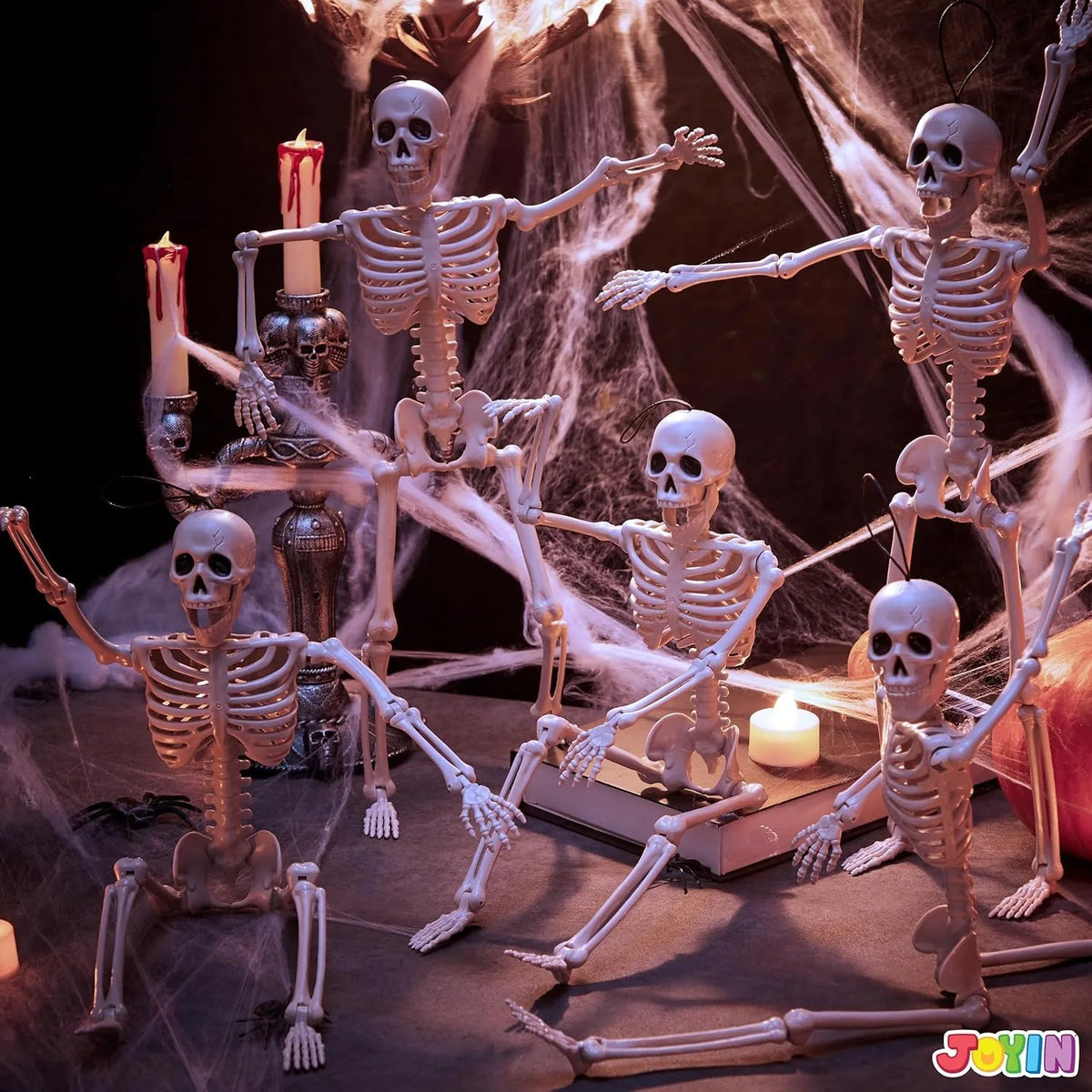 Halloween Posable Skeleton Decorations 16" (5-Pack)