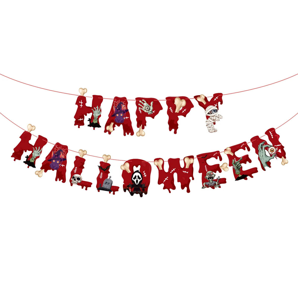 Halloween Party Paper Flag Banner