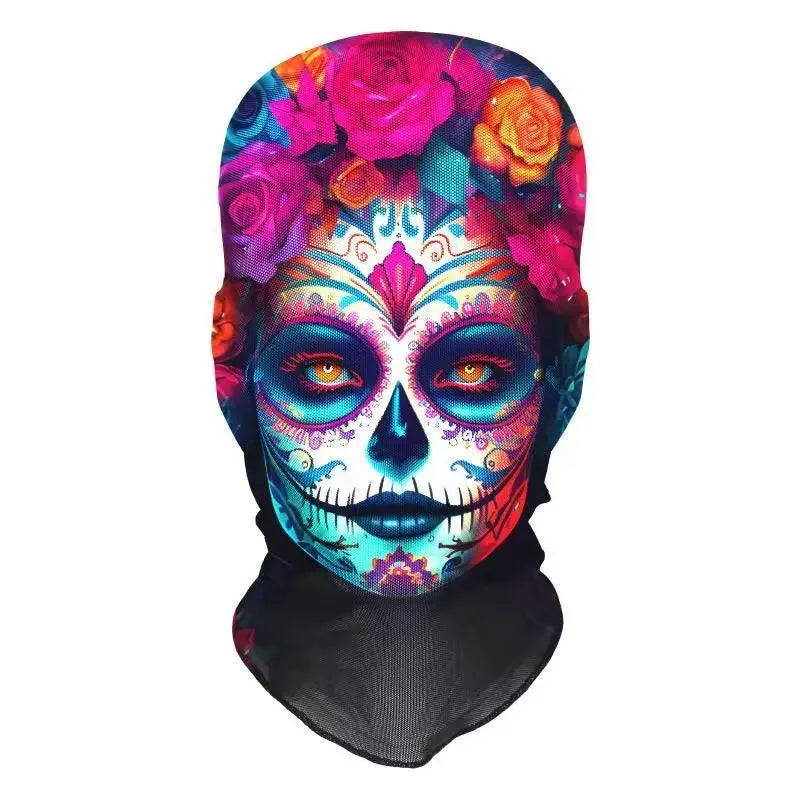 Halloween Skeleton Mesh Hood Mask