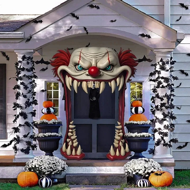 Halloween Scary Clown Door Cover Curtain
