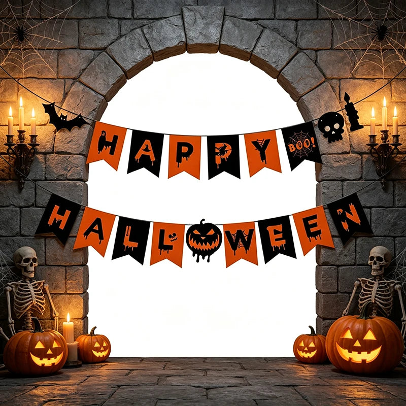 Halloween Party Paper Flag Banner