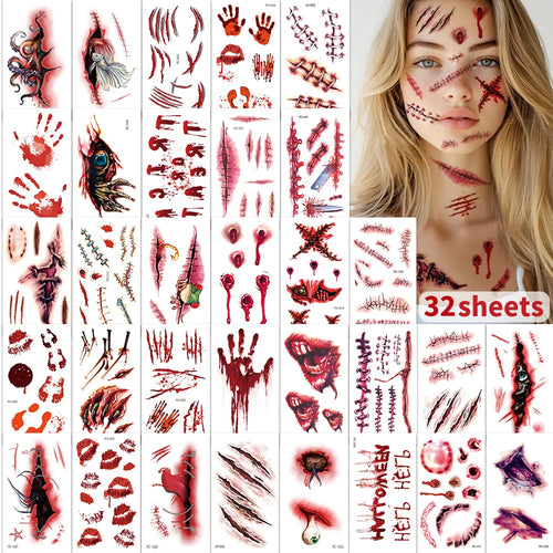 Halloween 3D Fake Scar Temporary Tattoos
