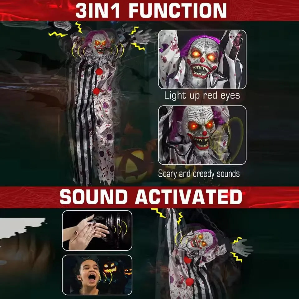 Halloween Voice-Activated Hanging Ghost Clown