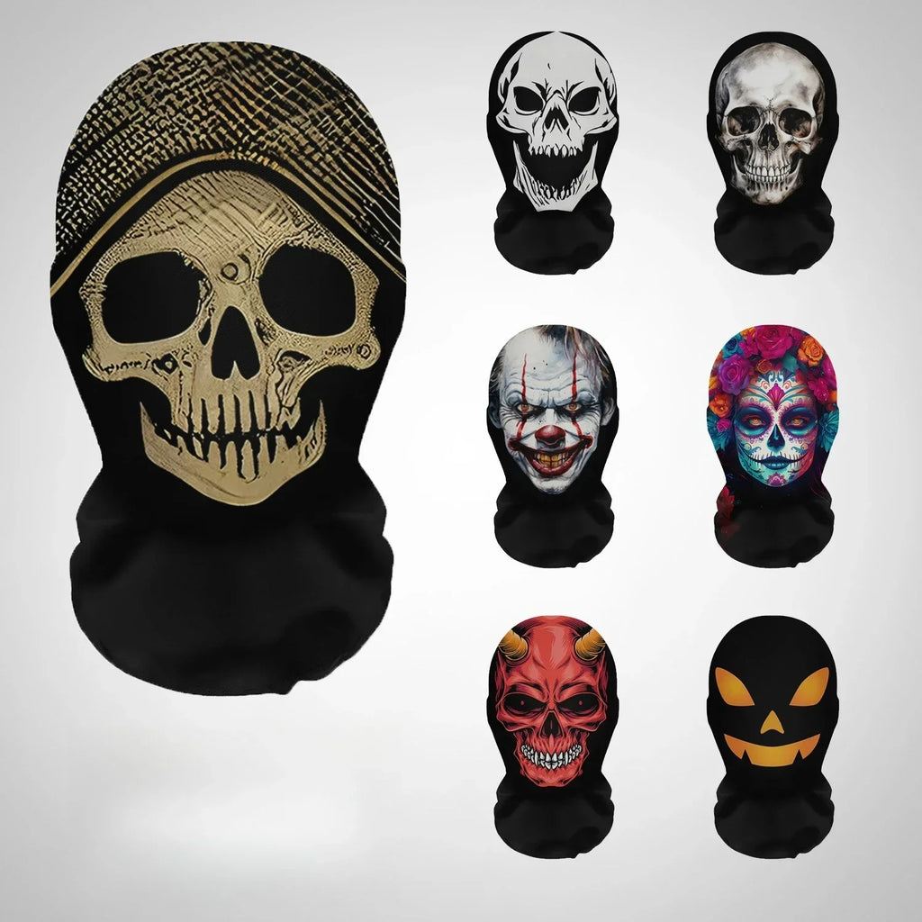 Halloween Skeleton Elastic Mesh Hood Mask