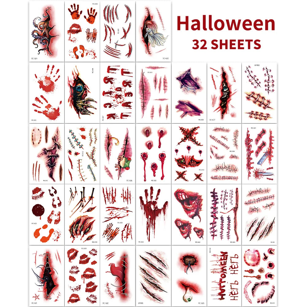 Halloween 3D Fake Scar Temporary Tattoos