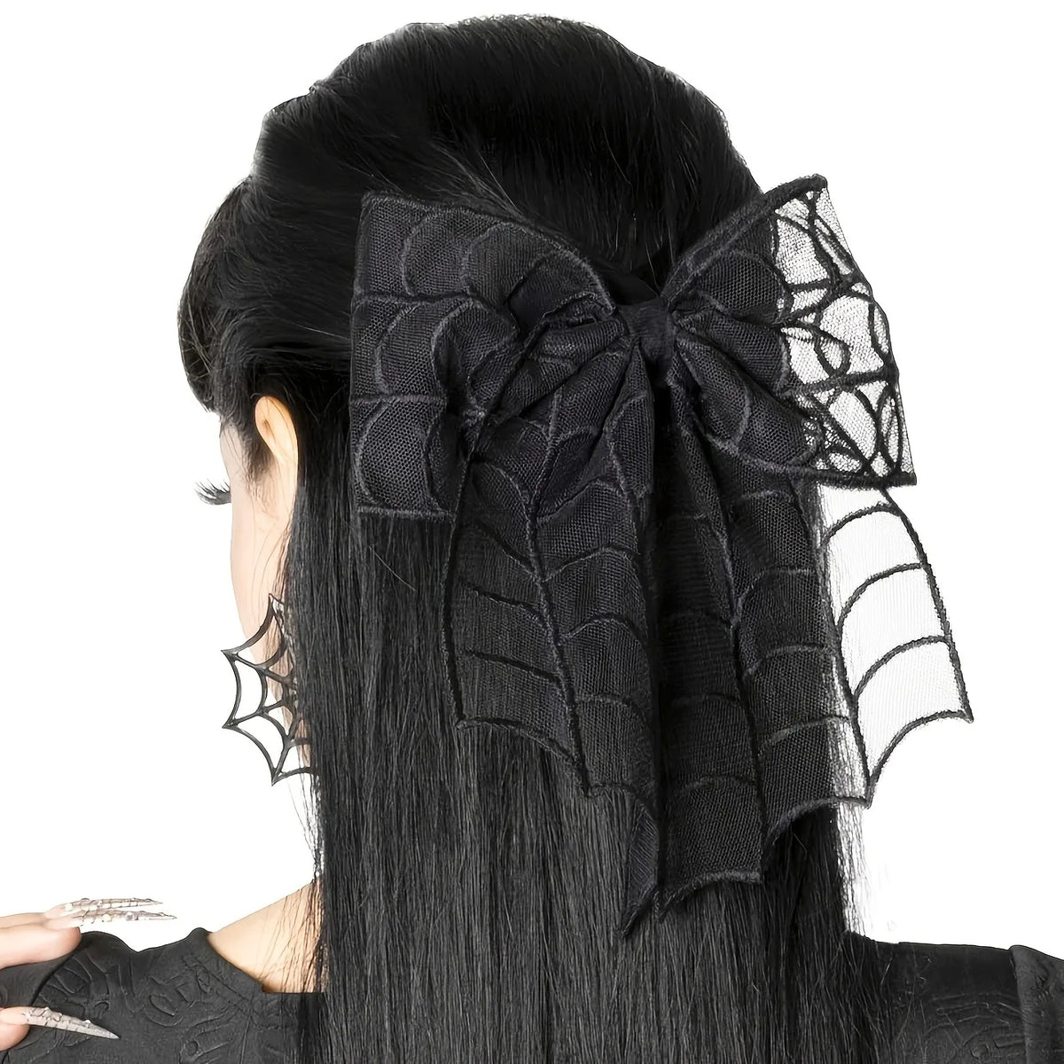 Halloween Bat Mesh Bow Hair Clip