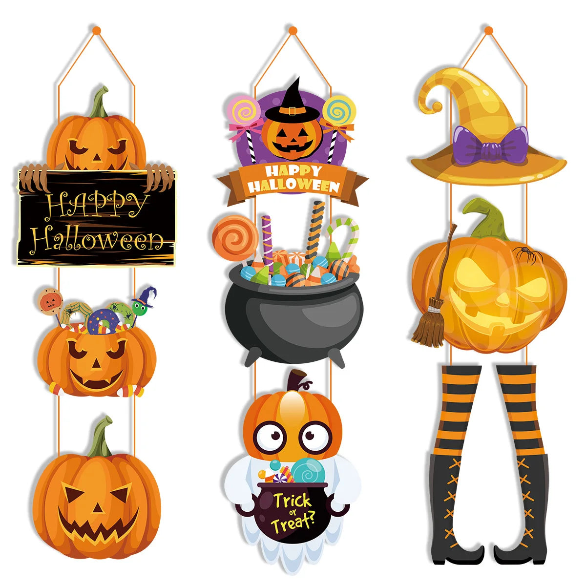 Halloween Spooky Pumpkin Witch Ghost Door Hanger
