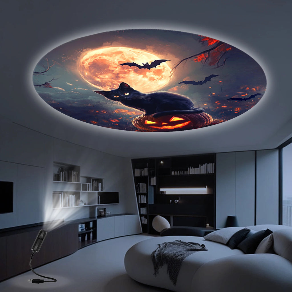 Moon Black Cat Light Projector Lamp
