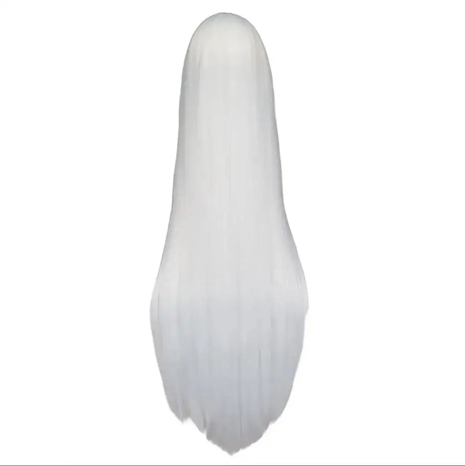 White Long Straight Cosplay Wig 100cm