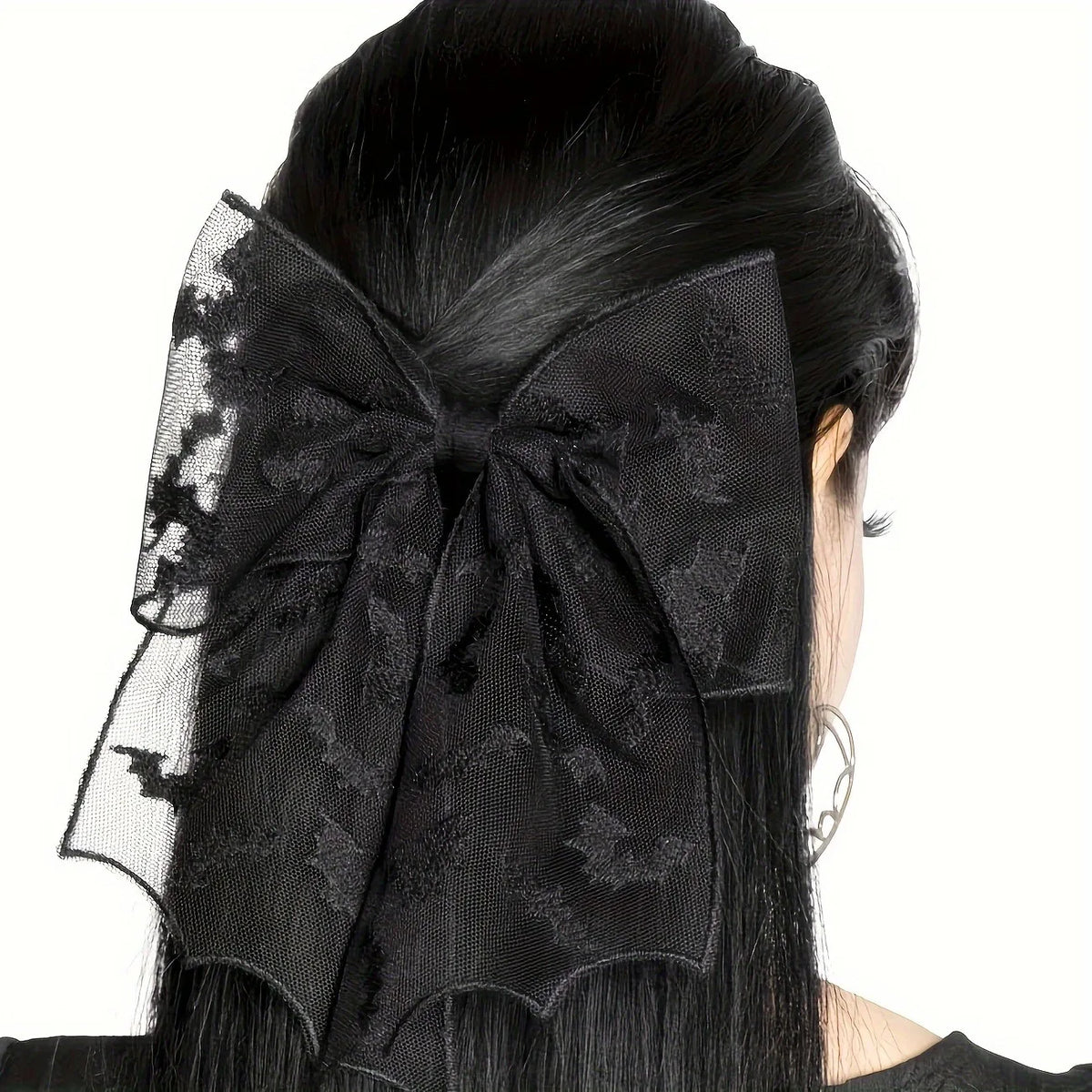 Halloween Bat Mesh Bow Hair Clip