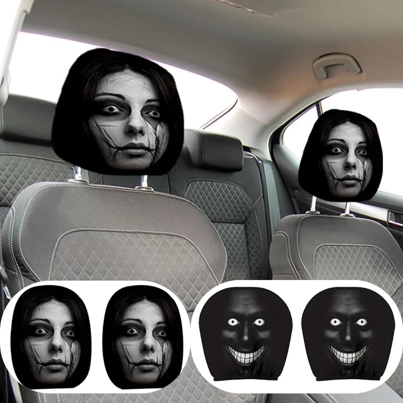 Halloween Creepy Face Car Headrest Covers