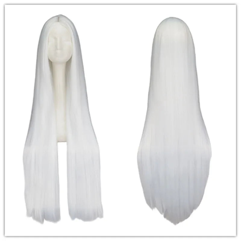 White Long Straight Cosplay Wig 100cm