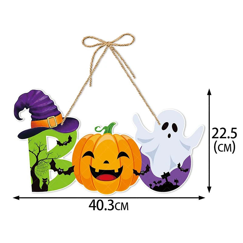 Halloween Spooky Pumpkin Witch Ghost Door Hanger